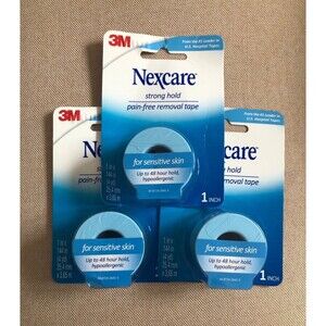 3M Nexcare Sensitive Skin Tape, Blue, 1 in x 4 yr - 3 Packs
